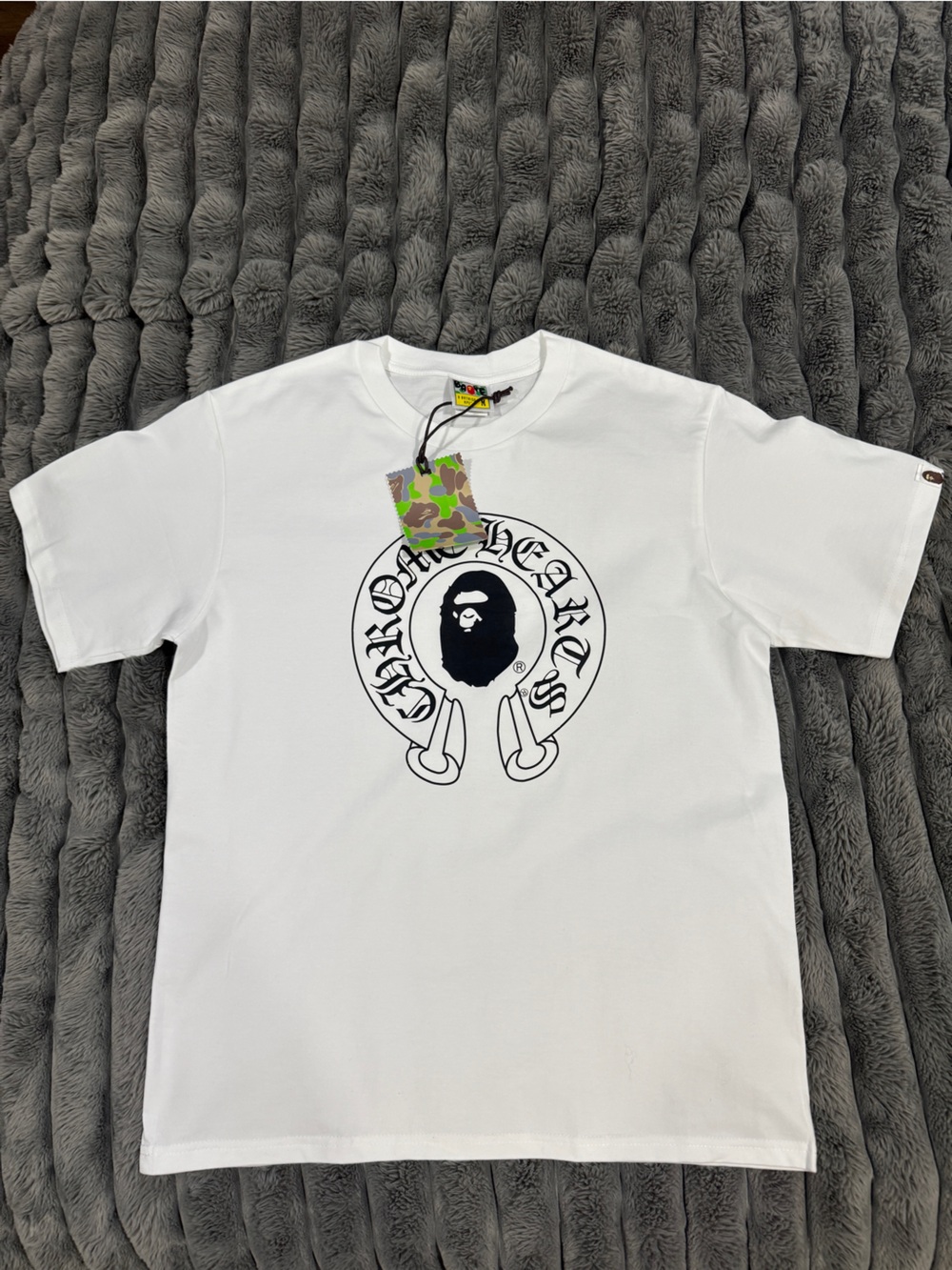 White Graphic Kids Tee with Black Logo